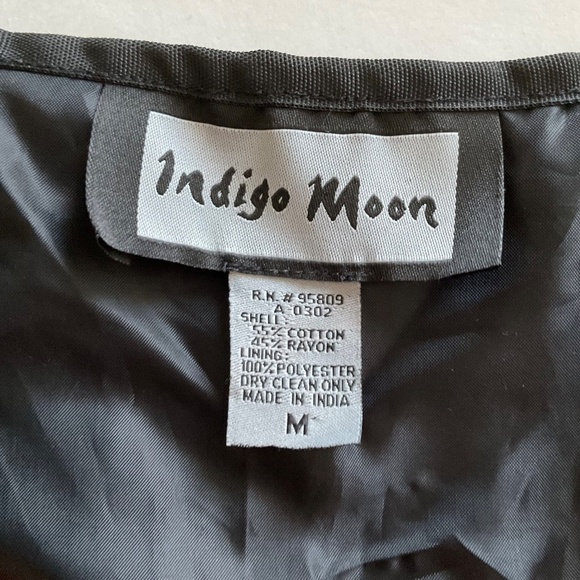 Indigo Moon Orange Jacket M Patchwork Appliqué Embroidered Floral Glass Buttons - Picture 10 of 14